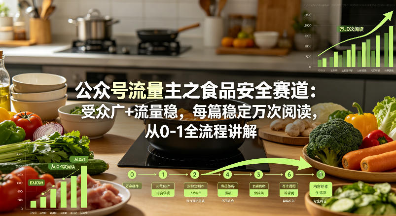 公众号流量主之食品安全赛道,受众广+流量稳,每篇作品稳定万次阅读,从0-1全流程讲解-网赚副业网