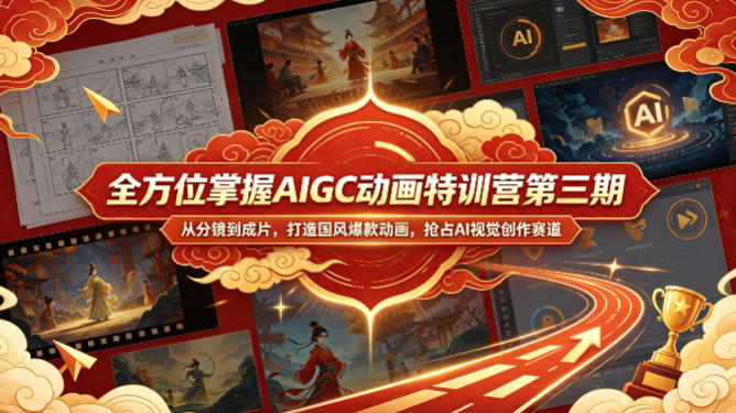 全方位掌握AIGC动画特训营第三期,从分镜到成片,打造国风爆款动画,抢占AI视觉创作赛道红利-网赚副业网