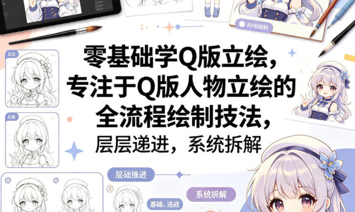 零基础学Q版立绘，专注于Q版人物立绘的全流程绘制技法，层层递进，系统拆解-网赚副业网