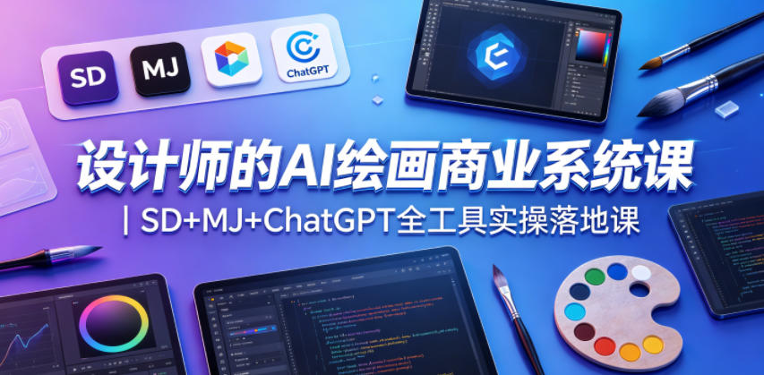 设计师的AI绘画商业系统课|SD+MJ+ChatGPT全工具实操落地课-网赚副业网