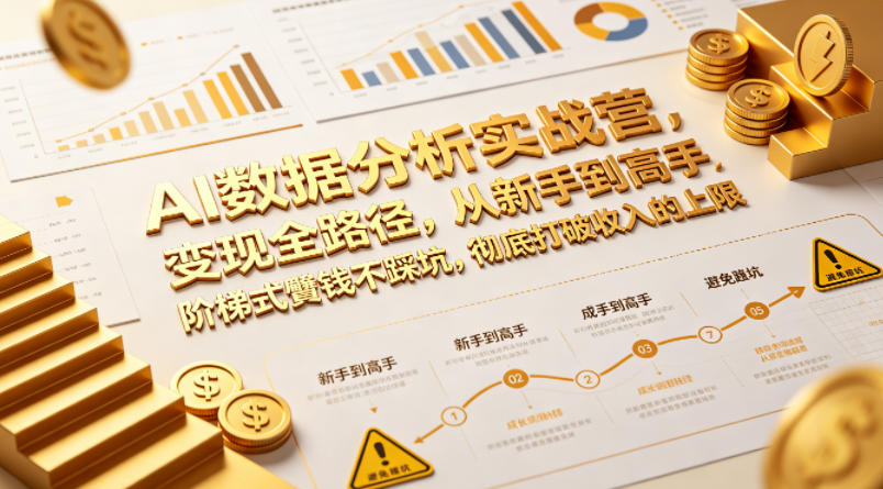 AI数据分析实战营,变现全路径,从新手到高手,阶梯式賺钱不踩坑,彻底打破收入的上限-网赚副业网