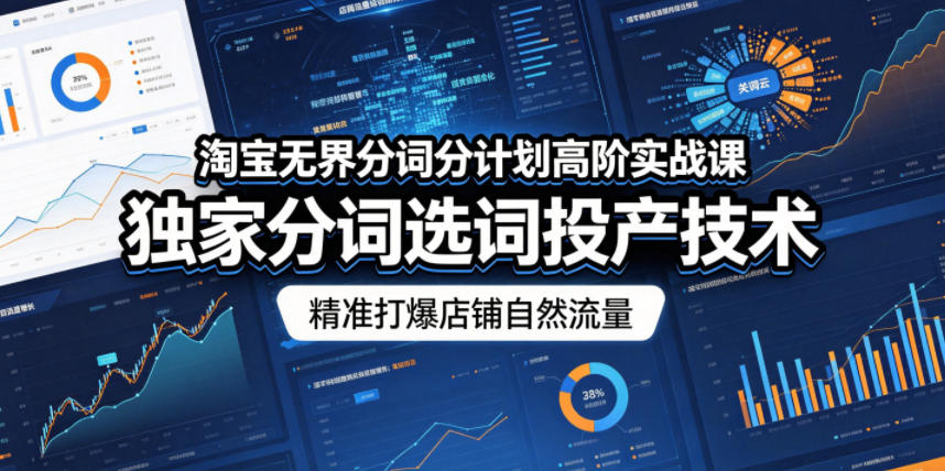 淘宝无界分词分计划高阶实战课,独家分词选词投产技术,精准打爆店铺自然流量-网赚副业网