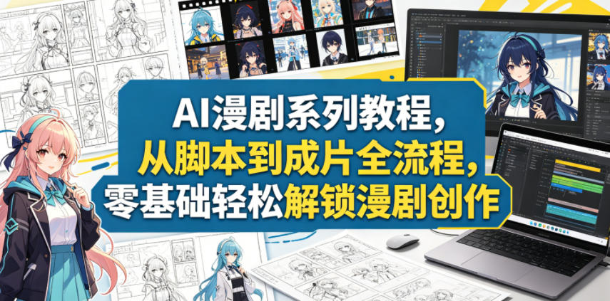 AI漫剧系列教程,从脚本到成片全流程,零基础轻松解锁漫剧创作-网赚副业网