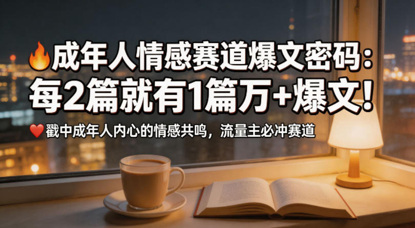 公众号流量主成年人情感心理赛道,流量最大,受众最广的主流赛道之一,平均每2篇就有1篇万爆文章-网赚副业网