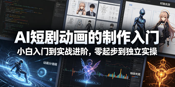 AI短剧动画的制作入门,小白入门到实战进阶,零起步到独立实操-网赚副业网
