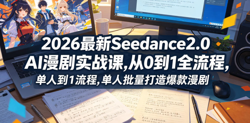 2026最新Seedance2.0 AI漫剧实战课,,从0到1全流程,单人批量打造爆款漫剧-网赚副业网