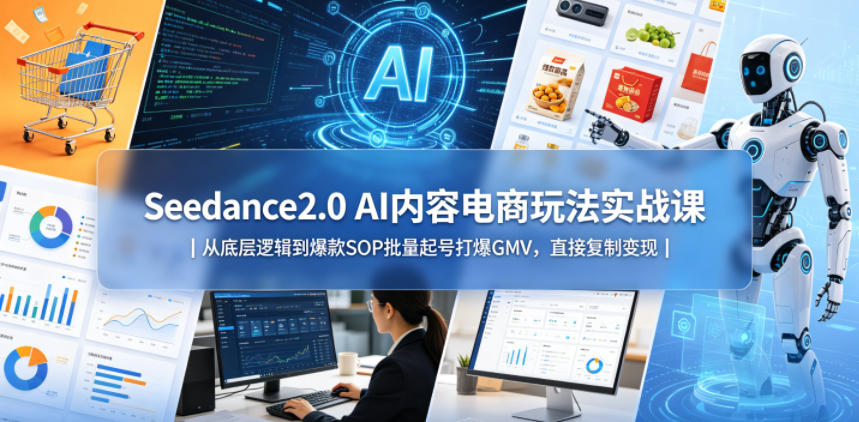Seedance2.0 AI内容电商玩法实战课｜从底层逻辑到爆款SOP批量起号打爆GMV，直接复制变现-网赚副业网