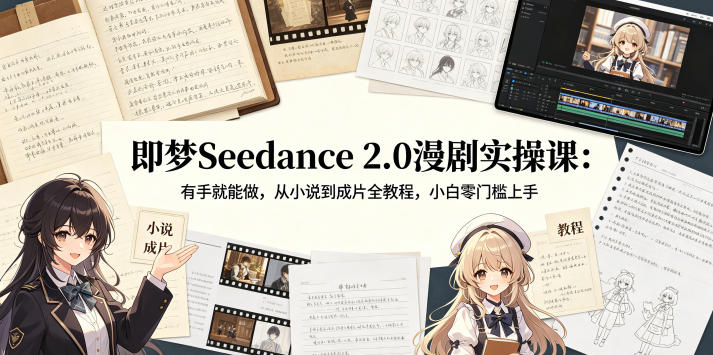 即梦Seedance 2.0漫剧实操课：有手就能做，从小说到成片全教程，小白零门槛上手-网赚副业网