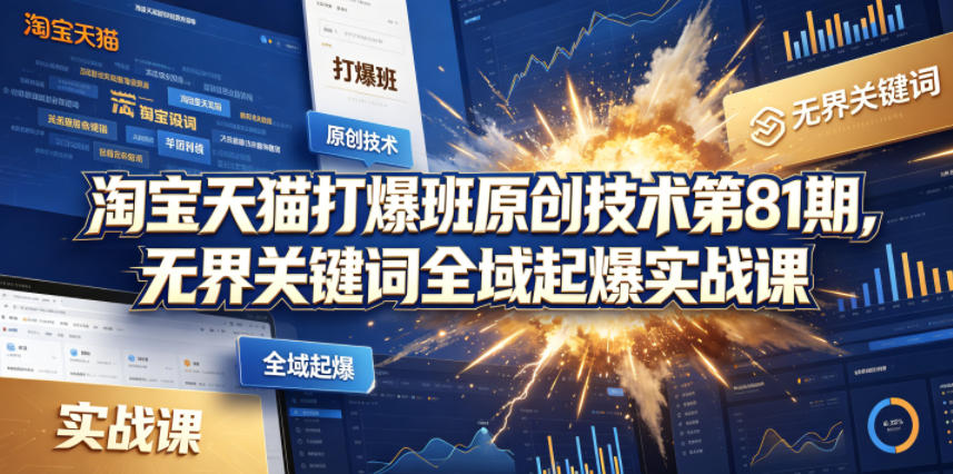 淘宝天猫打爆班原创技术第81期,无界关键词全域起爆实战课-网赚副业网