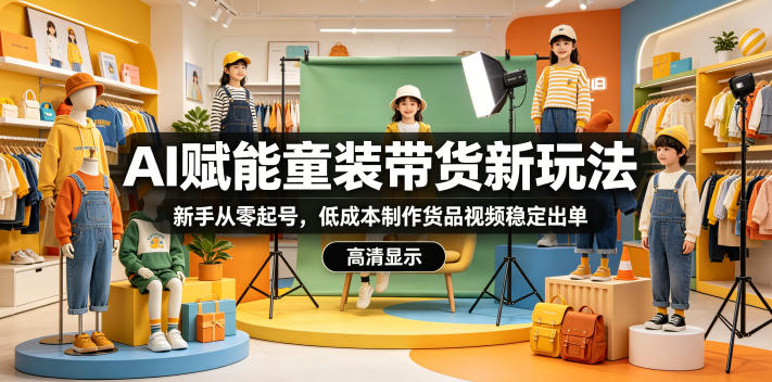 AI赋能童装带货新玩法,新手从零起号,低成本制作货品视频稳定出单-网赚副业网