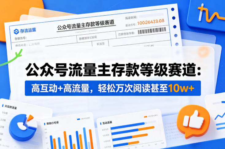 公众号流量主之存款等级赛道,高互动+高流量,轻松达到万次阅读,甚至10w+-网赚副业网