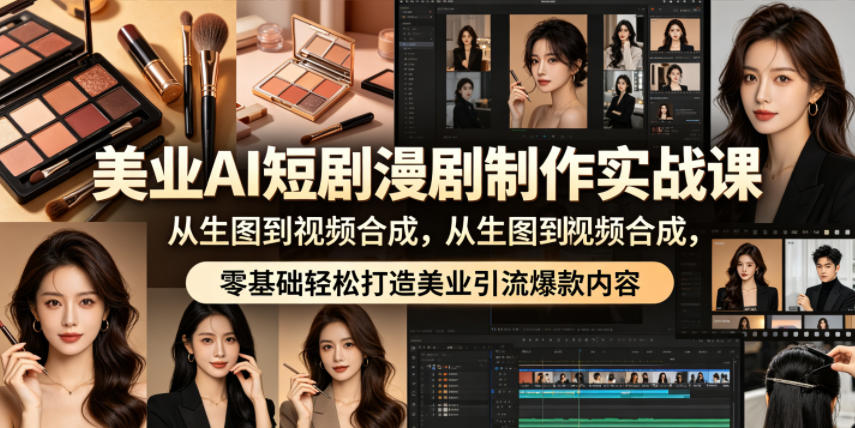 美业AI短剧漫剧制作实战课,从生图到视频合成,零基础轻松打造美业引流爆款内容-网赚副业网