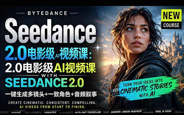 字节跳动的Seedance 2.0 AI电影视频生成制作教程,一键生成多镜头+一致角色+音频叙事-中英字幕-网赚副业网