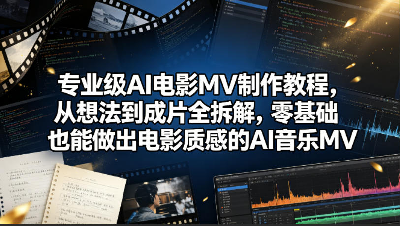 专业级AI电影MV制作教程，从想法到成片全拆解，零基础也能做出电影质感的AI音乐MV-网赚副业网