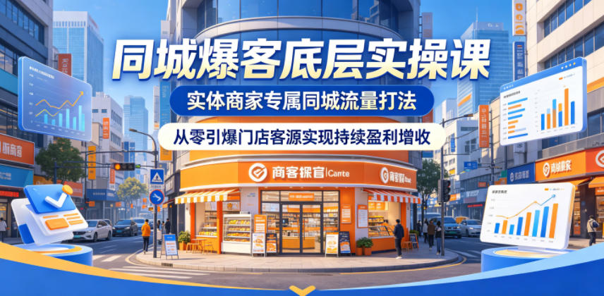 同城爆客底层实操课,实体商家专属同城流量打法,从零引爆门店客源实现持续盈利增收-网赚副业网