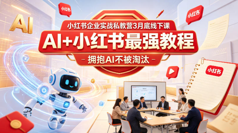 小红书企业实战私教营3月底线下课,AI+小红书最强教程,拥抱AI不被淘汰-网赚副业网