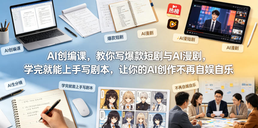 AI创编课,教你写爆款短剧与AI漫剧,学完就能上手写剧本,让你的AI创作不再自娱自乐-网赚副业网
