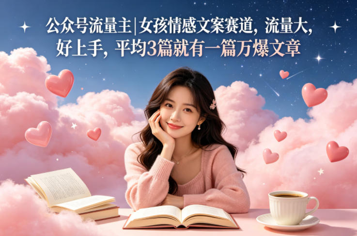 公众号流量主女孩情感文案赛道,流量大,好上手,平均3篇就有一篇万爆文章-网赚副业网