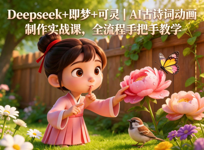 Deepseek+即梦+可灵|AI古诗词动画制作实战课,全流程手把手教学-网赚副业网