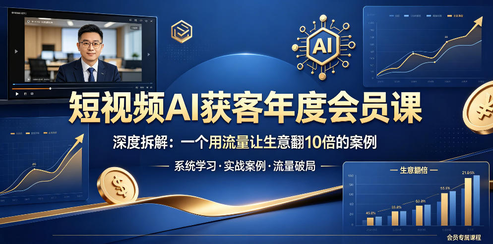 短视频AI获客年度会员课,深度拆解,一个用流量让生意翻10倍的案例-网赚副业网