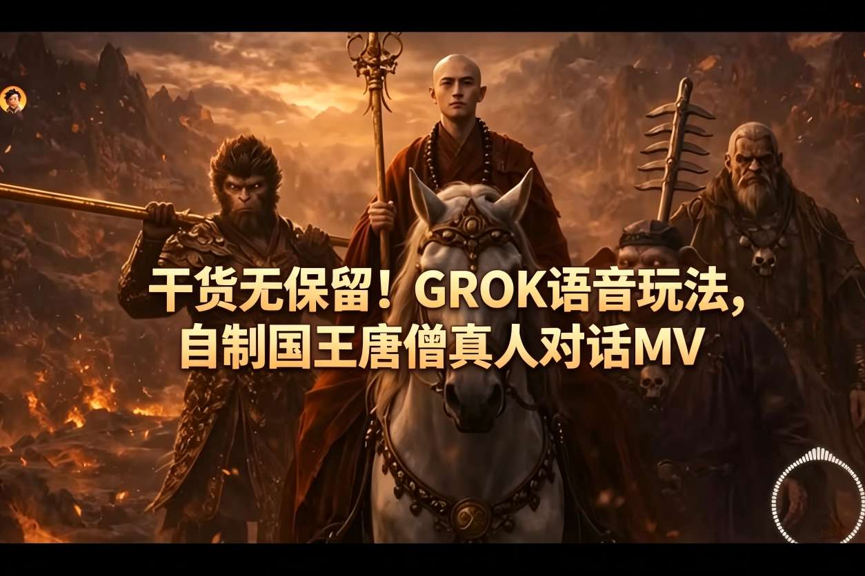 干货无保留！GROK语音玩法，自制国王唐僧真人对话MV-网赚副业网