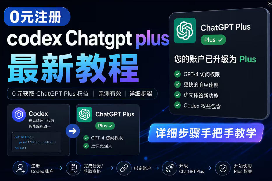 0元全自动注册codex gpt plus最新教程,0元获取GPT Plus权益,手把手详细教学-网赚副业网