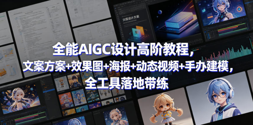 全能AIGC设计高阶教程,文案方案+效果图+海报+动态视频+手办建模,全工具落地带练-网赚副业网