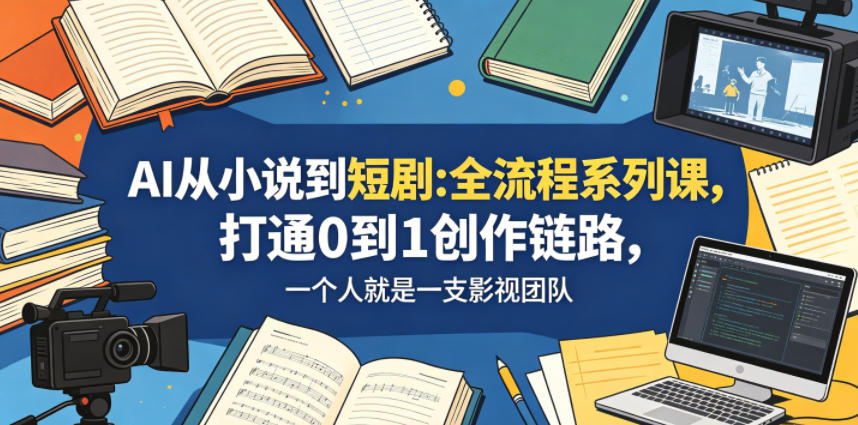 AI从小说到短剧全流程系列课,打通0到1创作链路,一个人就是一支影视团队-网赚副业网