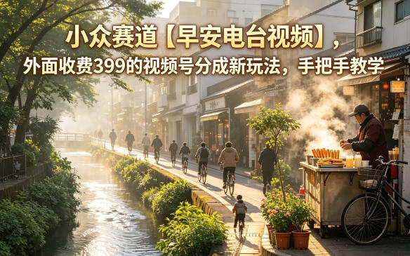 小众赛道【早安电台视频】,外面收费399的视频号分成新玩法,手把手教学-网赚副业网