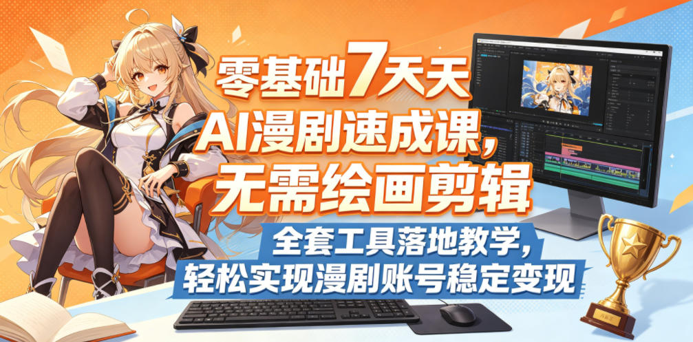 零基础7天AI漫剧速成课，无需绘画剪辑，全套工具落地教学，轻松实现漫剧账号稳定变现-网赚副业网