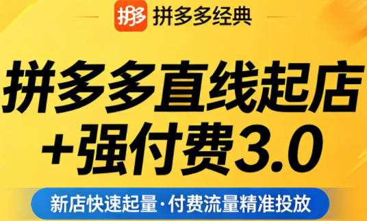 拼多多直线起店+强付费3.0,教你稳定起店、高效控投产、破解流量瓶颈(更新4月)-网赚副业网