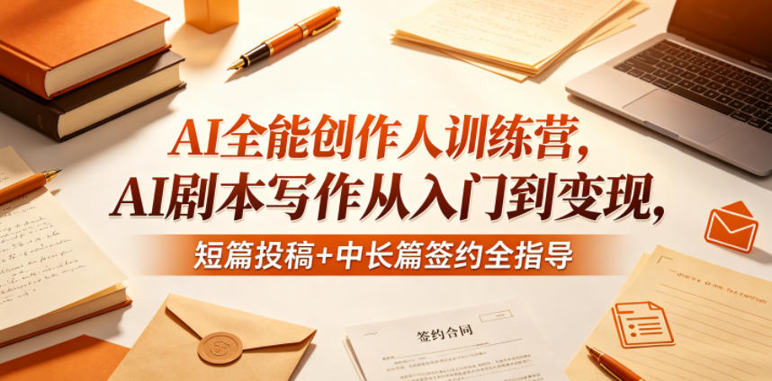 AI全能创作人训练营,AI剧本写作从入门到变现,短篇投稿+中长篇签约全指导-网赚副业网