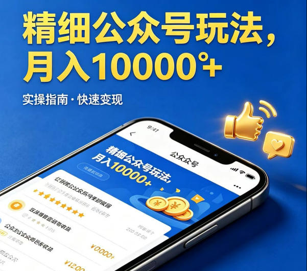 精细化公众号玩法,我们给你提供文章,你来负责发布,收益可观,月入1W+【揭秘】-网赚副业网