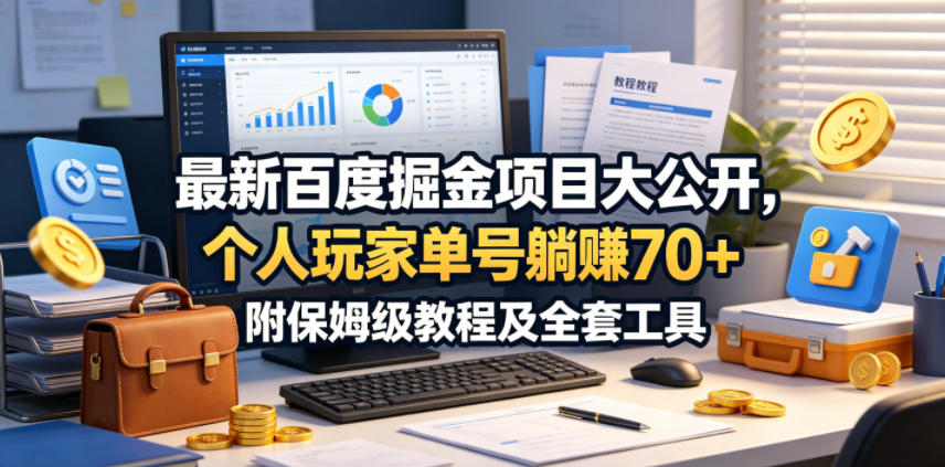 最新百度掘金项目大公开,个人玩家单号躺賺70+,附保姆级教程及全套工具【揭秘】-网赚副业网
