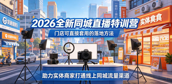 2026全新同城直播特训营,门店可直接套用的落地方法,助力实体商家打通线上同城流量渠道-网赚副业网