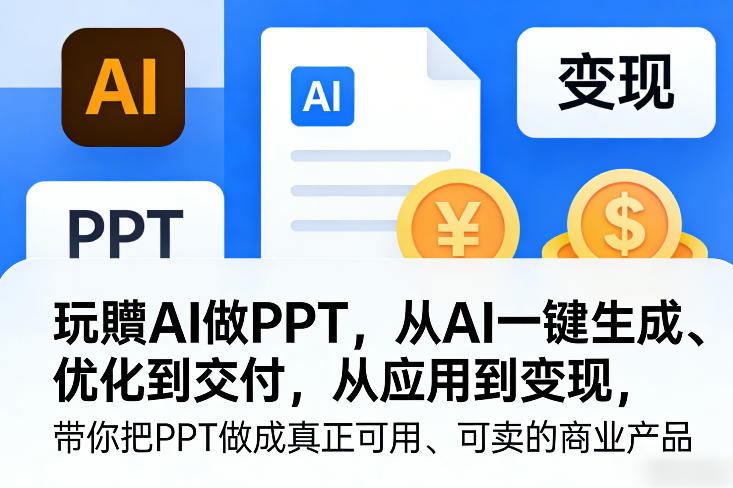 玩賺AI做PPT，从AI一键生成、优化到交付，从应用到变现，带你把PPT做成真正可用、可卖的商业产品（更新0513）-网赚副业网