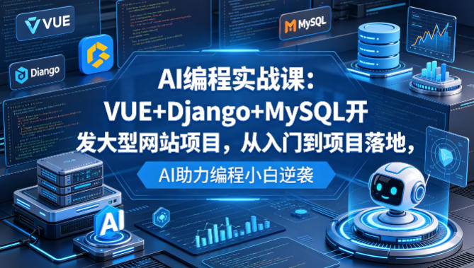 AI编程实战课:VUE+Django+MySQL开发大型网站项目,从入门到项目落地,AI助力编程小白逆袭-网赚副业网
