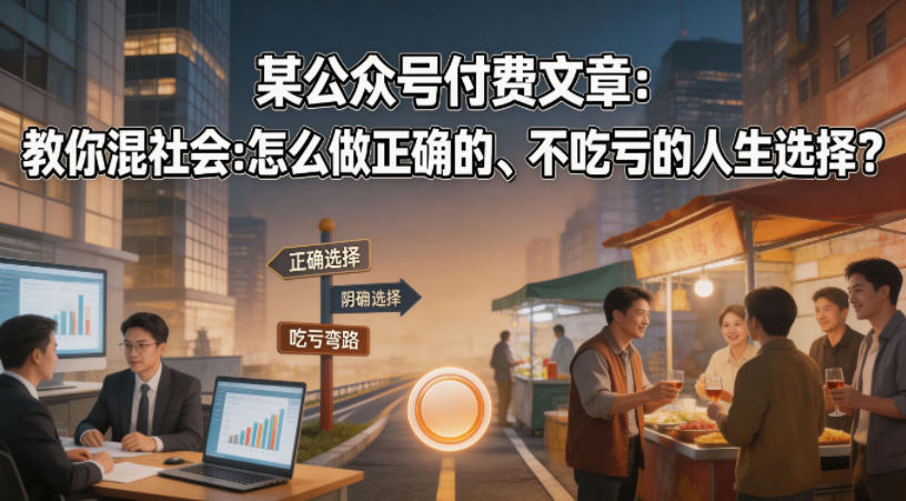 某公众号付费文章:教你混社会:怎么做正确的、不吃亏的人生选择?-网赚副业网