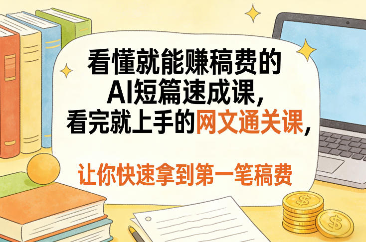 看懂就能賺稿费的AI短篇速成课,看完就上手的网文通关课,让你快速拿到第一笔稿费(更新5月)-网赚副业网