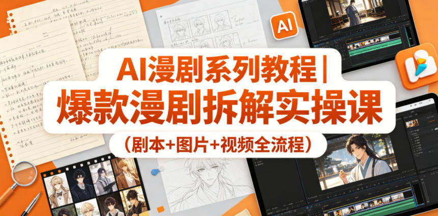 AI漫剧系列教程|爆款漫剧拆解实操课(剧本+图片+视频全流程)-网赚副业网