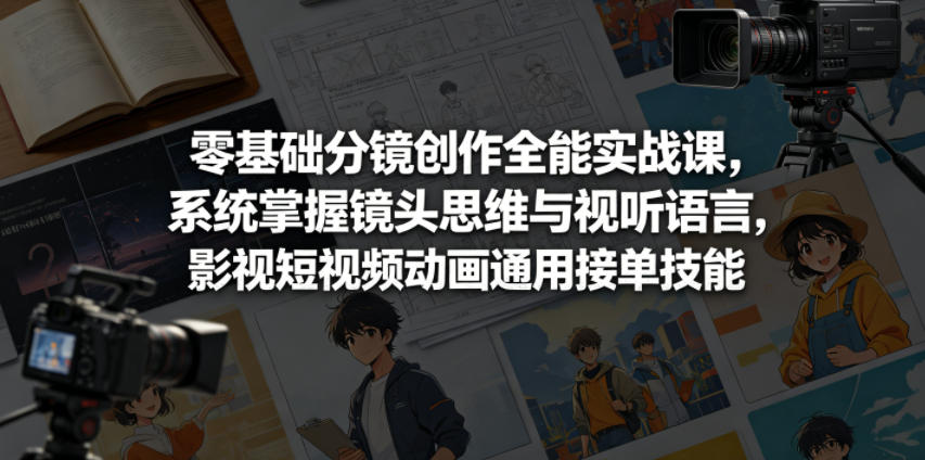 零基础分镜创作全能实战课,系统掌握镜头思维与视听语言,影视短视频动画通用接单技能-网赚副业网
