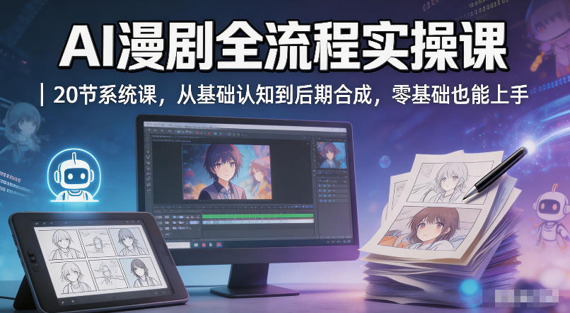 AI漫剧全流程实操课|20节系统课,从基础认知到后期合成,零基础也能上手-网赚副业网