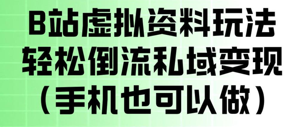 B站虚拟资料玩法，轻松倒流私域变现，一部手机就可以做-网赚副业网