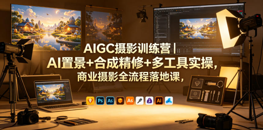 AIGC摄影训练营|AI置景+合成精修+多工具实操,商业摄影全流程落地课-网赚副业网