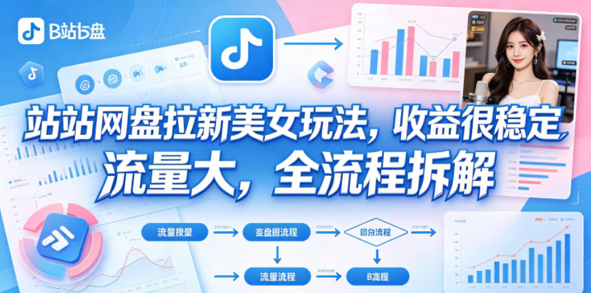 B站网盘拉新美女玩法,收益很稳定,流量大,全流程拆解-网赚副业网
