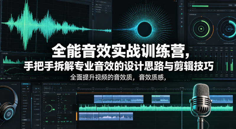 全能音效实战训练营,手把手拆解专业音效的设计思路与剪辑技巧,全面提升视频的音效质感-网赚副业网