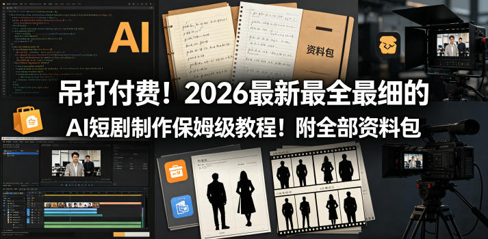 吊打付费!2026最新最全最细的AI短剧制作保姆级教程!附全部资料包-网赚副业网