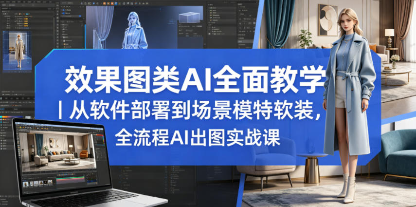 效果图类AI全面教学|从软件部署到场景模特软装,全流程AI出图实战课-网赚副业网