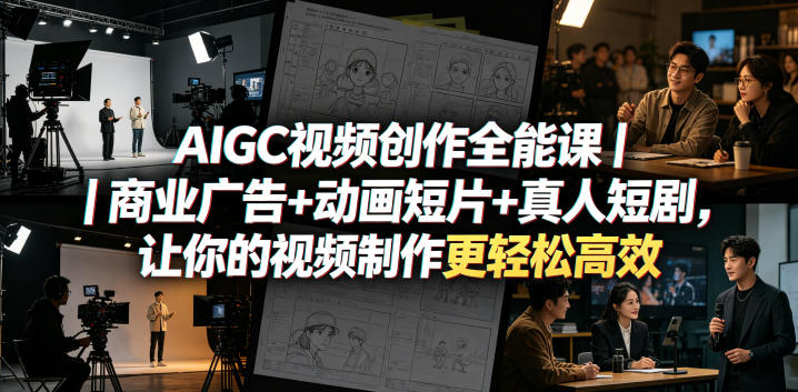 AIGC视频创作全能课|商业广告+动画短片+真人短剧,让你的视频制作更轻松高效-网赚副业网
