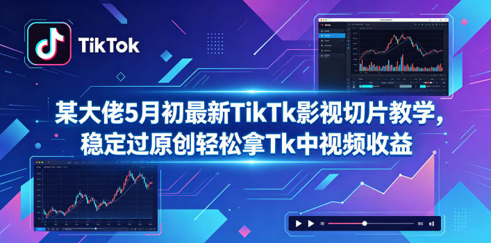 某大佬5月初最新TikTk影视切片教学,稳定过原创轻松拿Tk中视频收益-网赚副业网